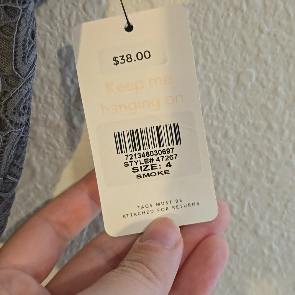 NWT Lively Smoke Gray Palm Lace Busty Bralette Bra Size 4 42DD 40G 40DDD
